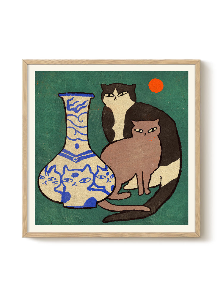 Enikő Eged - Blue vase with Cats | PSTR studio