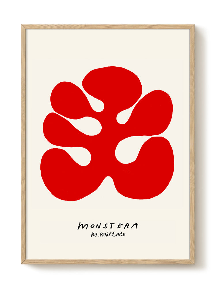 monstera red Madelen - Red Monstera - Art Print - Poster
