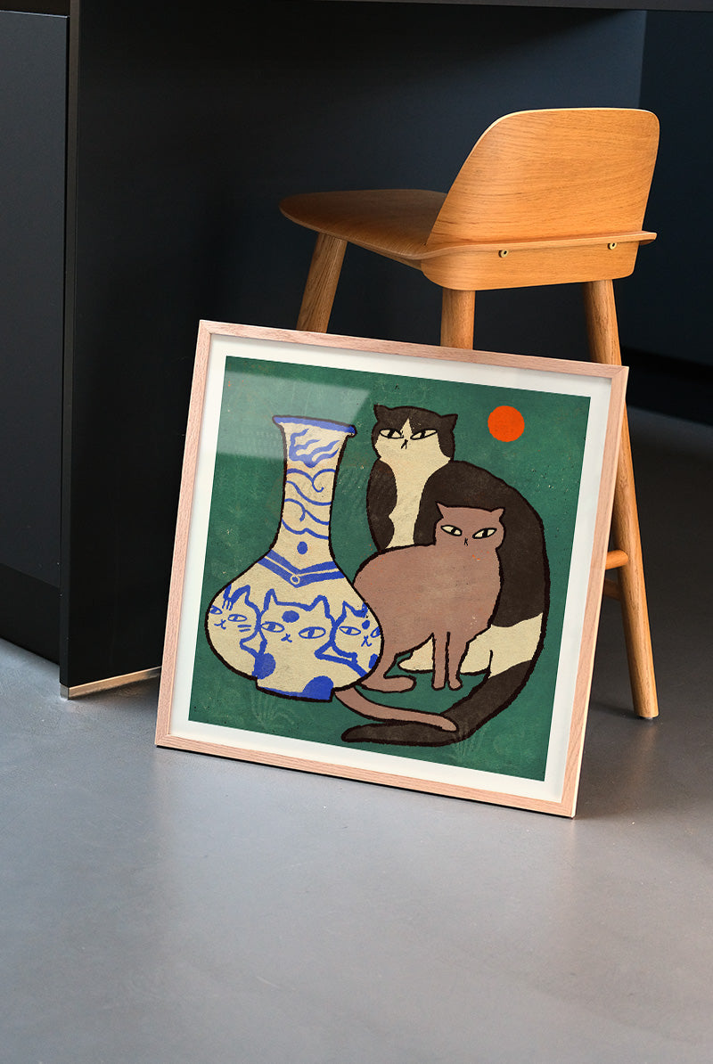 Enikő Eged - Blue vase with Cats | PSTR studio