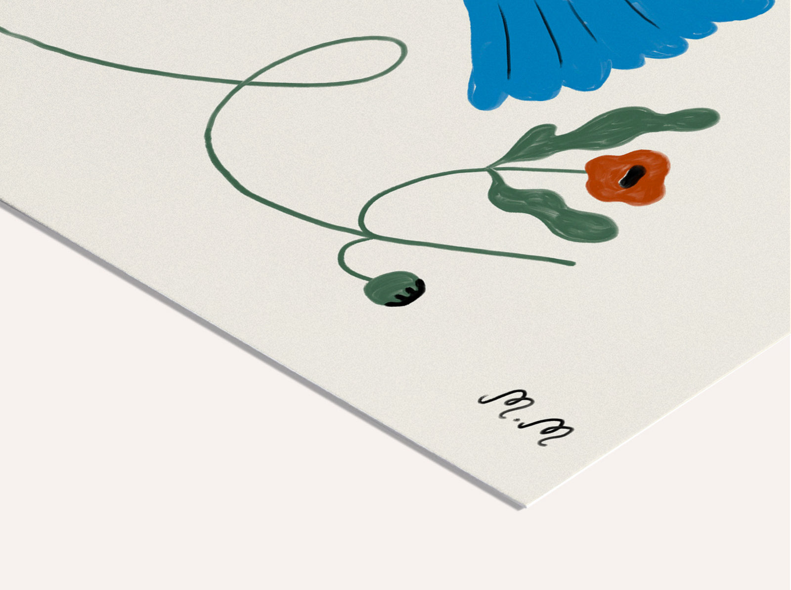 Madelen - Blue Doves with Poppies