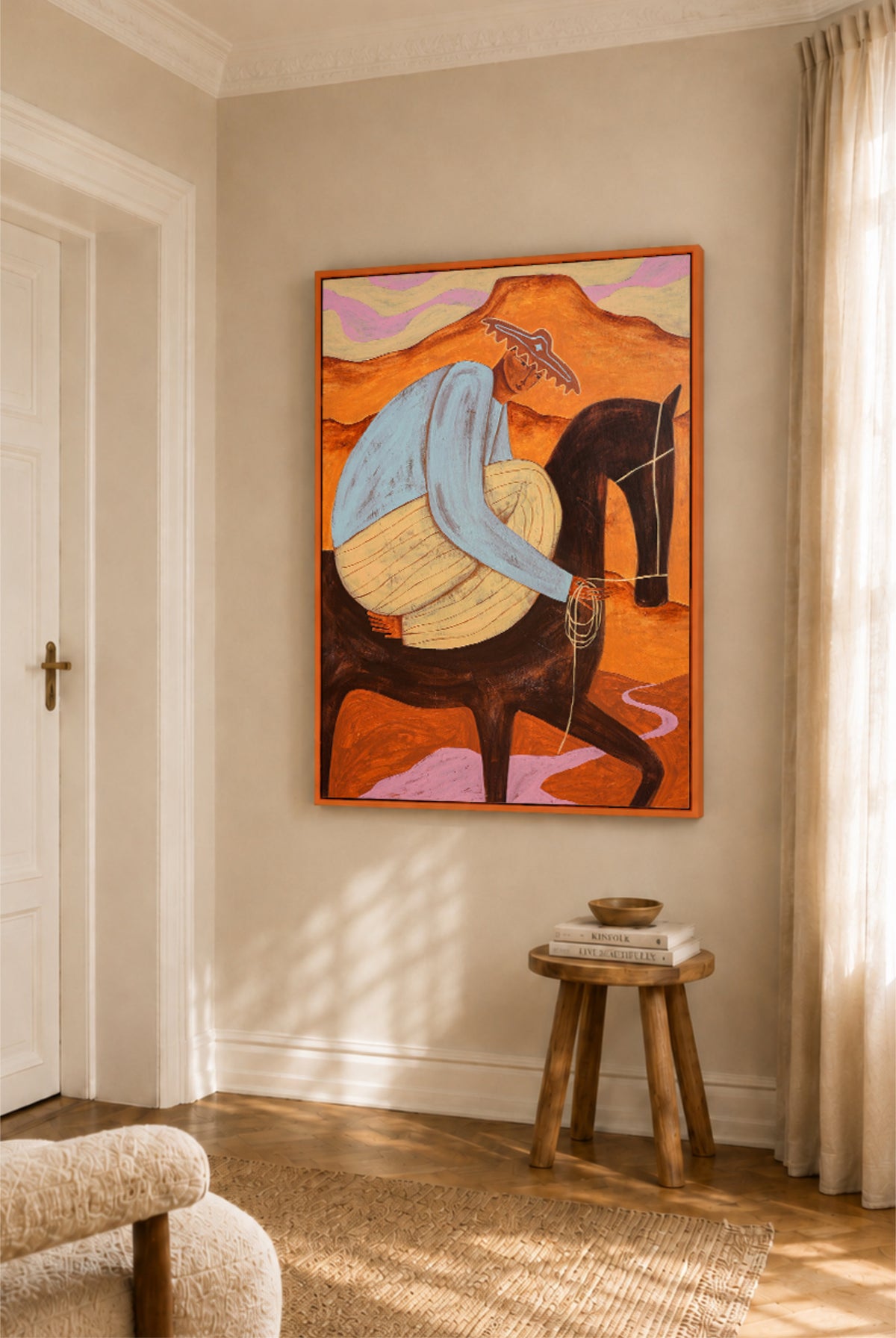 Orange Wood Canvas