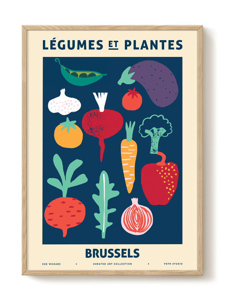 Légumes et Plantes - Brussels | 18 x24 inch, natural oak frame