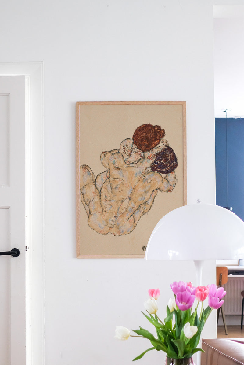 1art1 Leinwandbild 'Die Umarmung' Von Egon Schiele – 80x60 Cm, Keilrahmen, Made In Germany