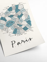 Aleisha - Paris Neighborhood Map Blue