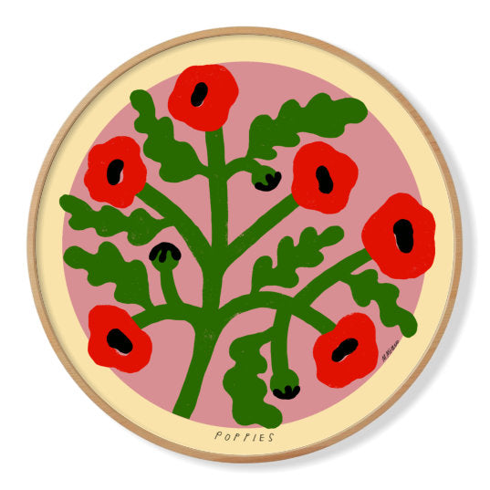 Madelen - Red Poppies | Framed Circle Art