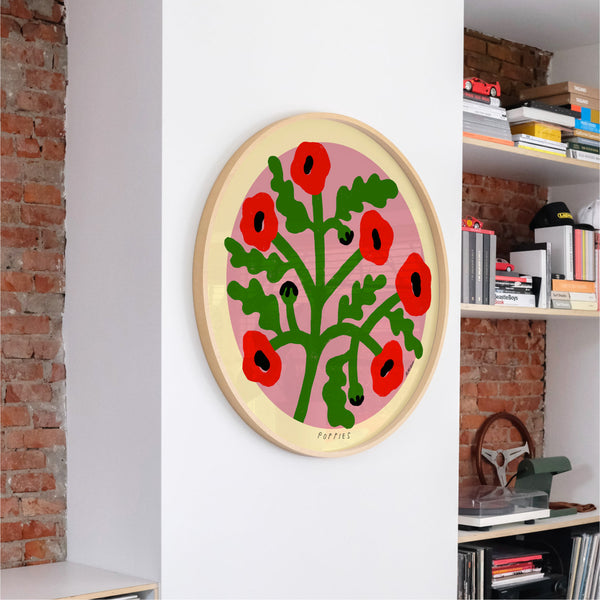 Madelen - Red Poppies | Framed Circle Art